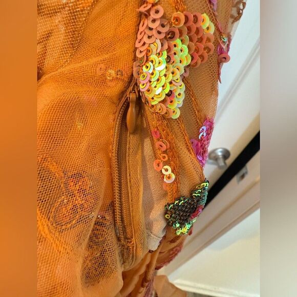Bronx and Banco Sicilia Sequined Maxi Dress in coral multi, size xs - Picture 11 of 16